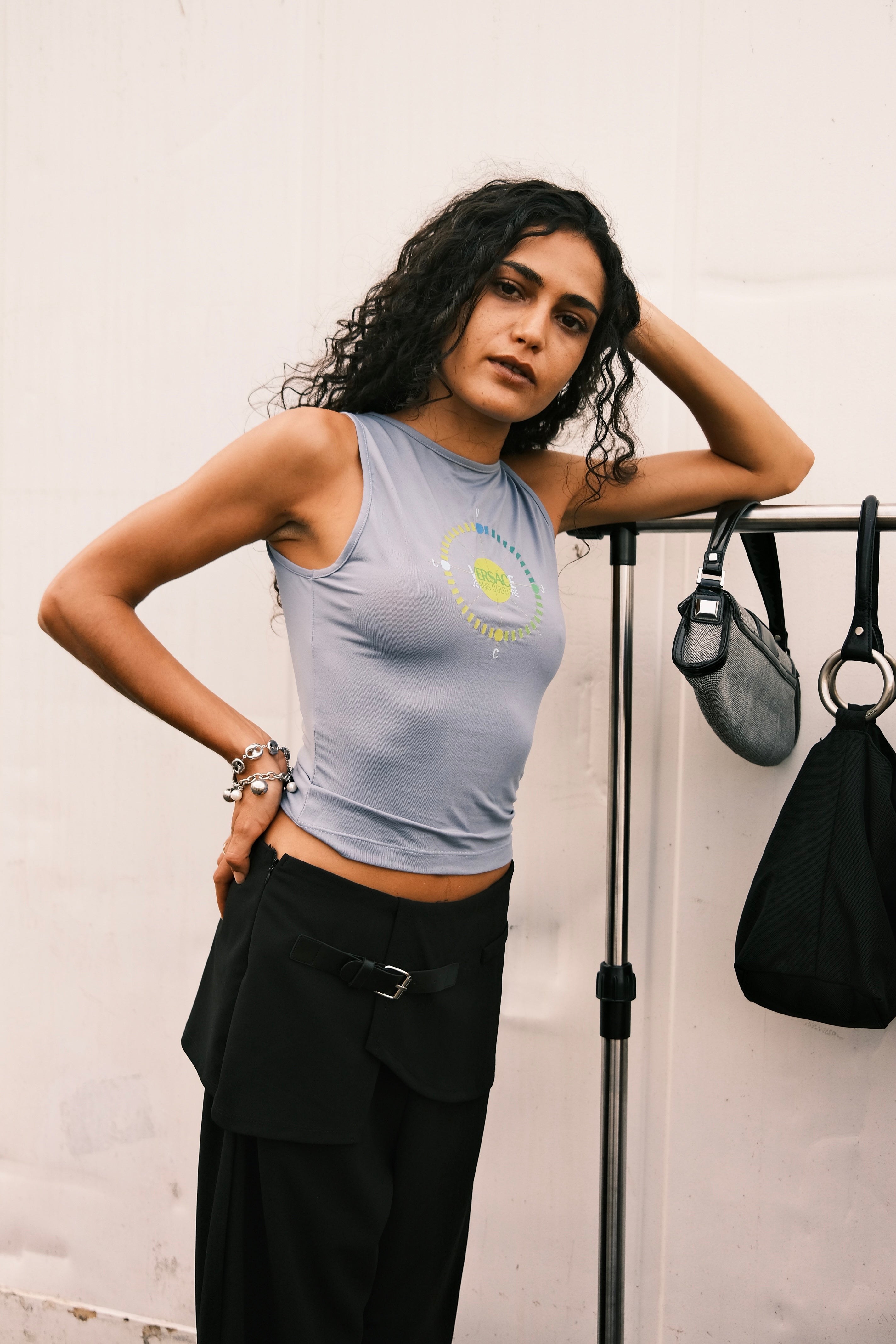 Pantalon noir layering ceinture